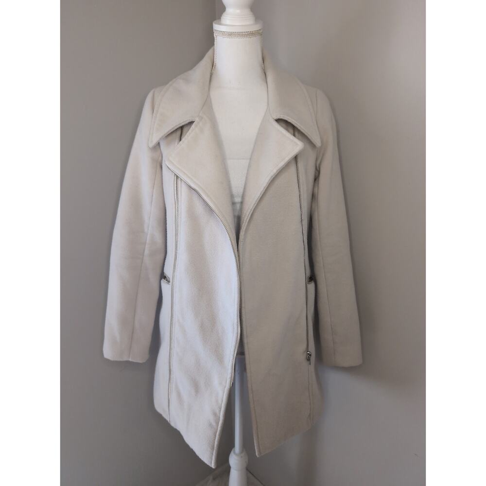 Farm Rio Brazil rare exclusive minimalist chic ivory cream zipper coat S - Picture 5 of 11